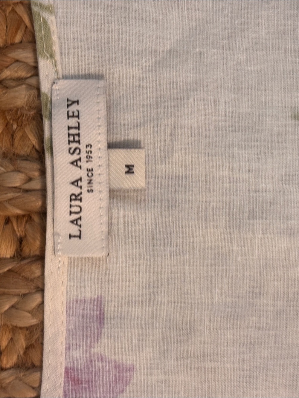 Laura Ashley Linen Blend Cream Floral Tie-Front Blouse with Pastel Blooms - Picture 3 of 5
